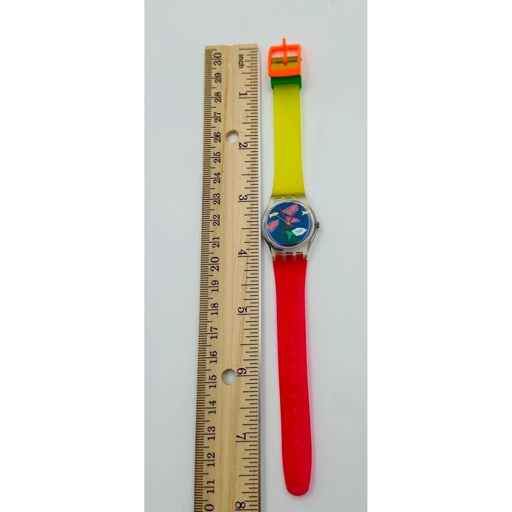Vintage 1980s Swatch Aqua Dream Watch Multi Color Swiss Made GN105 *Not Working